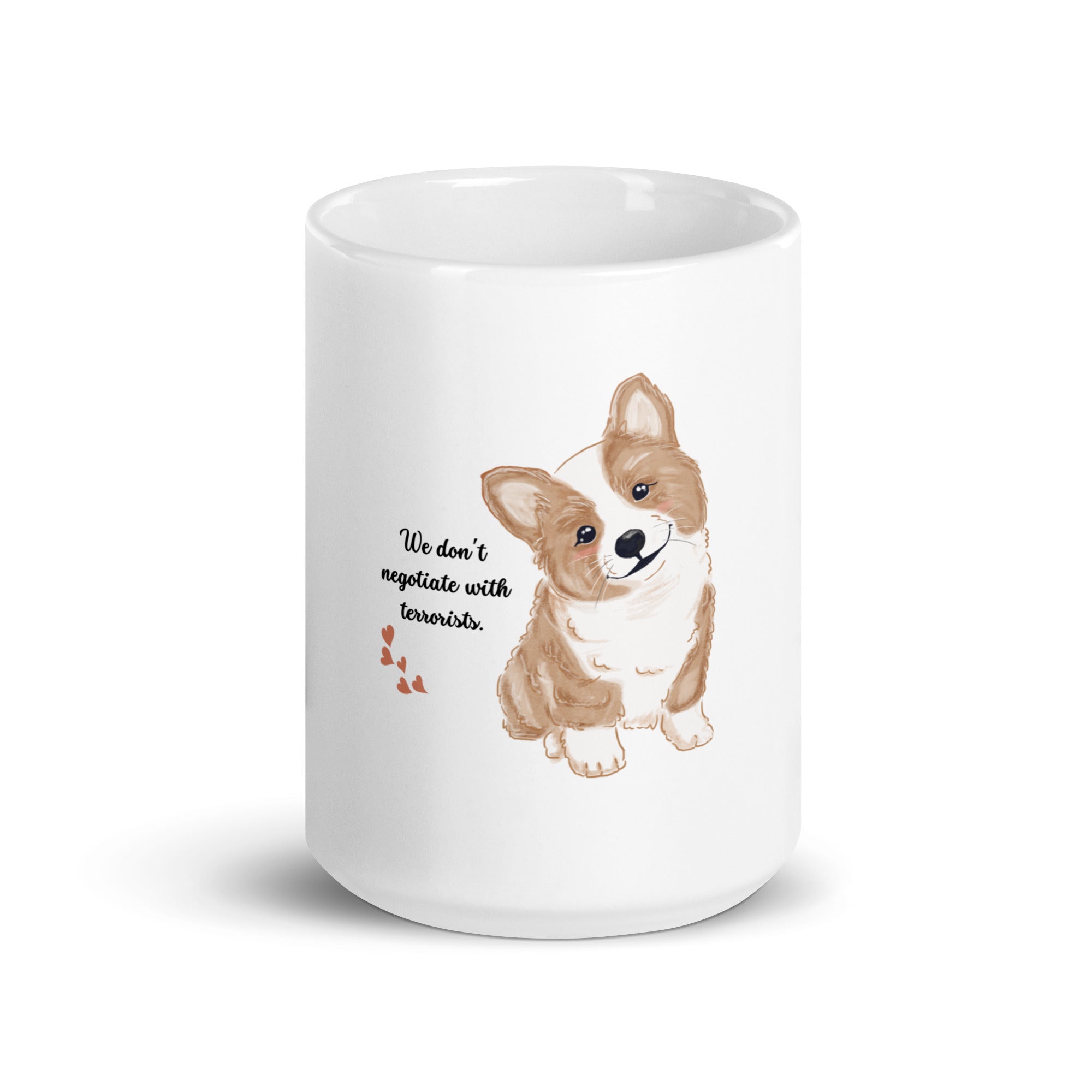 Threat Level Adorable funny dog mug in 15oz white, front view