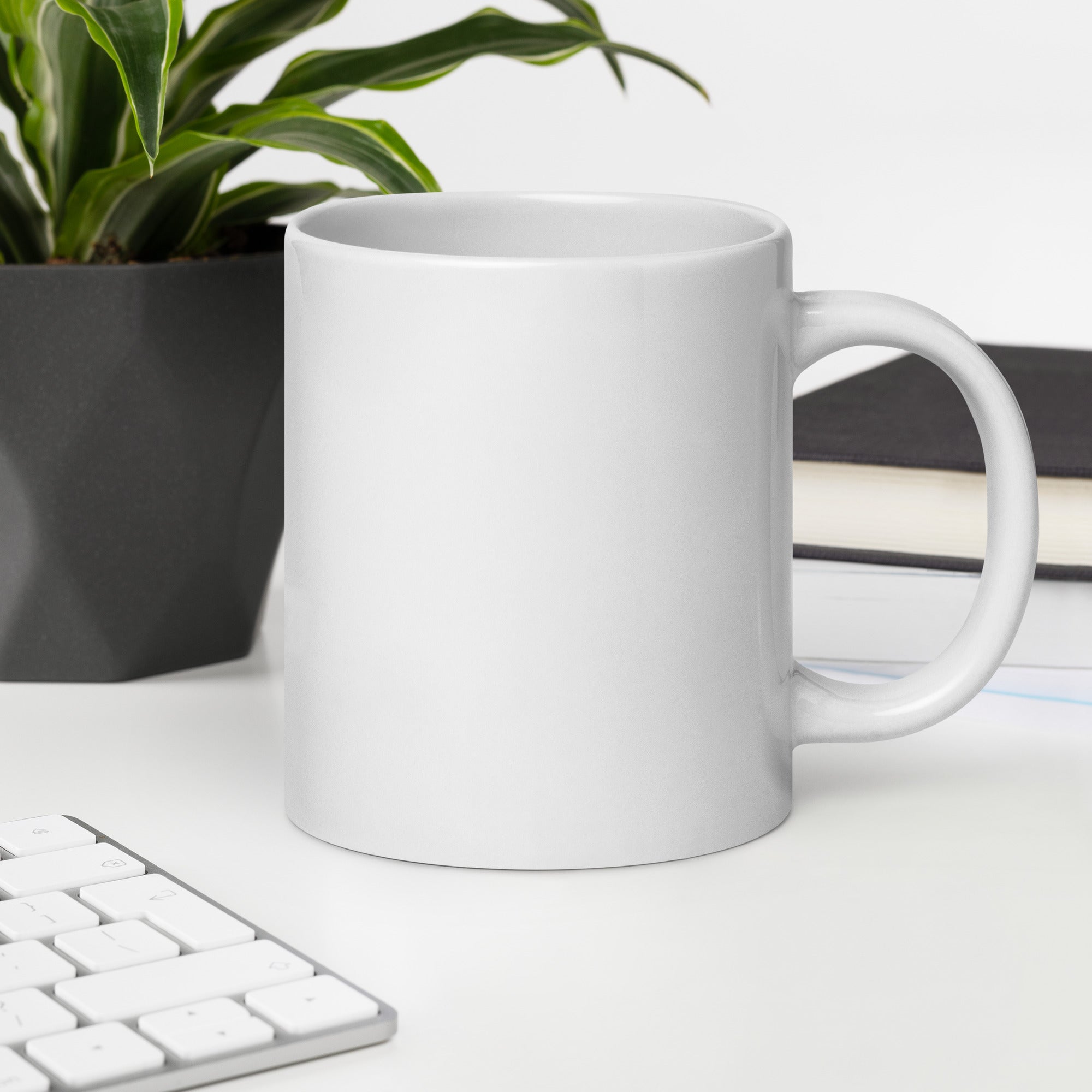 Feline Specialist funny cat mug in 20oz white, office view